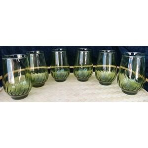 6 RETIRED 12 Oz Flat Tumbler Regal Green (Avocado) ANCHOR HOCKING